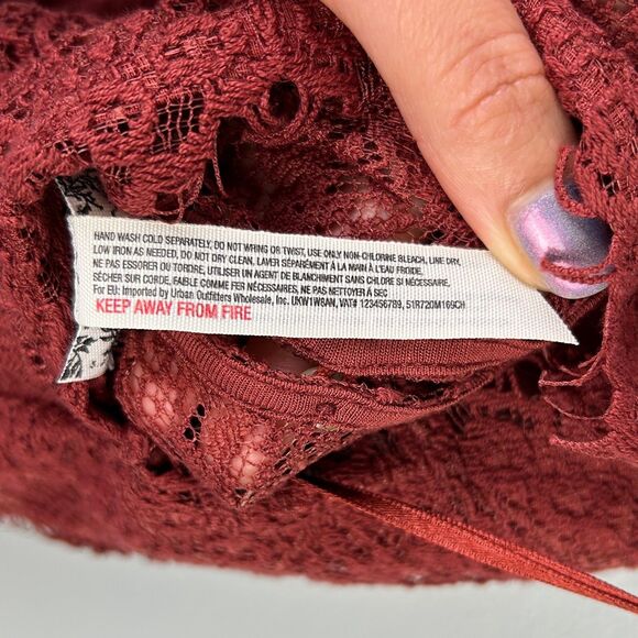 Free People She's Got It Lace Sleeveless Mini Slip Dress Rust Red Button Back S - Picture 11 of 11